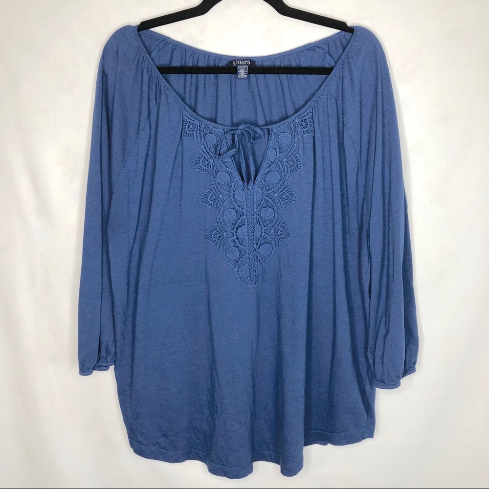 Chaps Monotone Peasant Style Blouse